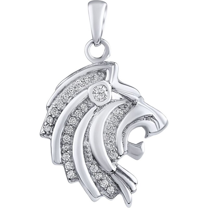 Ligot Prívesok hlava leva zo striebra s micro zirkónia JJJP0100 46719577