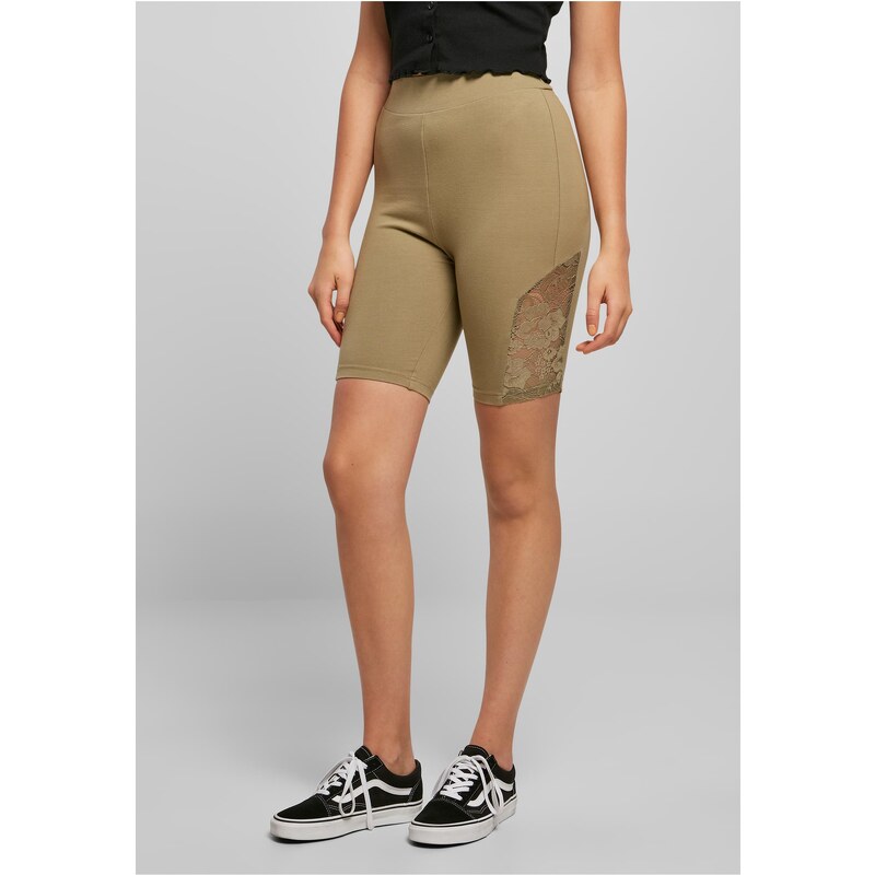 Urban Classics Womens high-waisted khaki shorts with lace insert 50667513