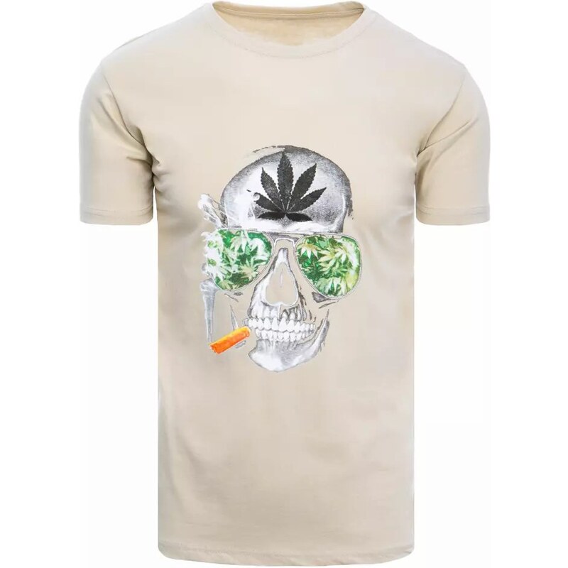 Buďchlap Moderné béžové tričko s lebkou 34055979