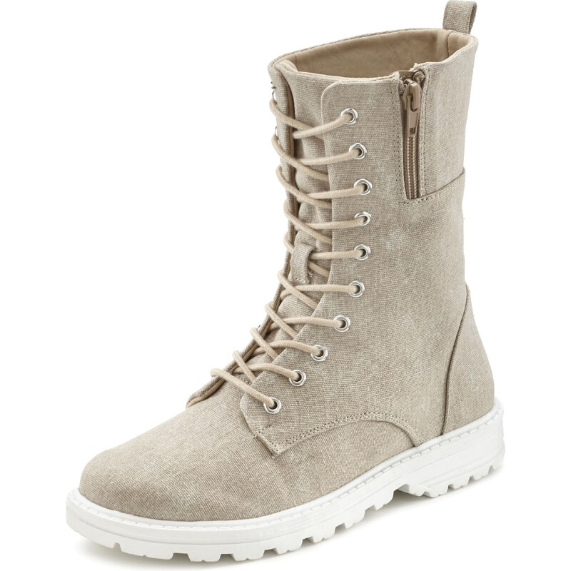 LASCANA Šnurovacie členkové čižmy béžová 54230858