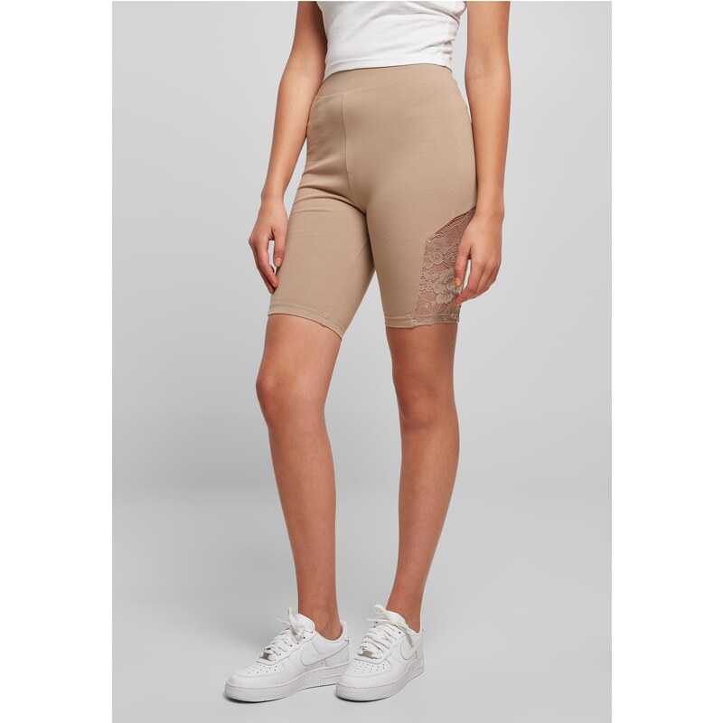 Urban Classics Womens High Waist Cycle Shorts with Lace Insert, Soft 50605202