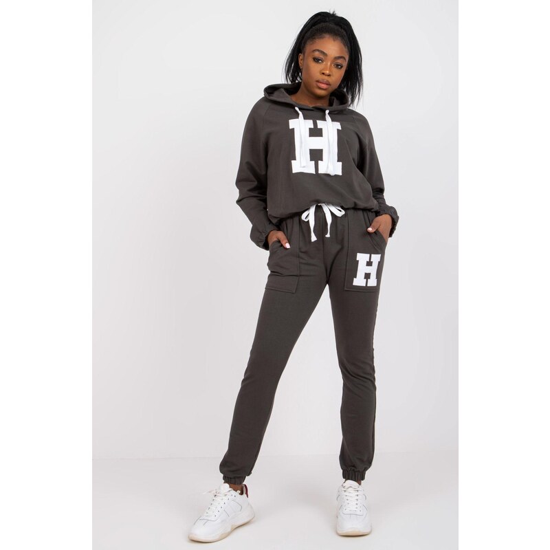 MladaModa Tepláková súprava Natela s potlačou farba khaki 34086555