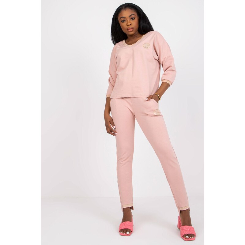 MladaModa Tepláková súprava s véčkovým dekoltom model 73410 pudrovo 34086567