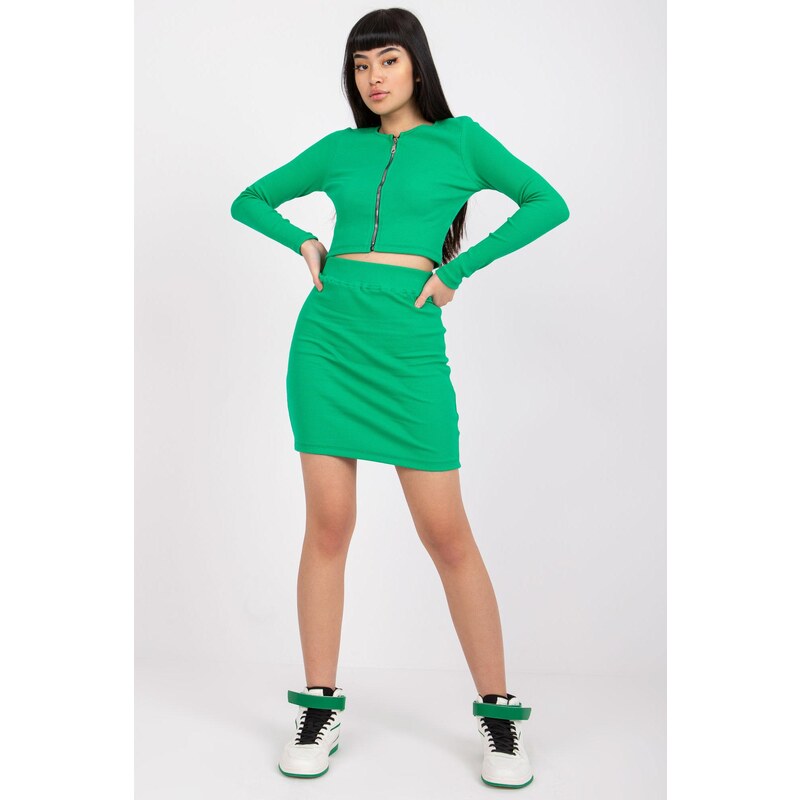 MladaModa Súprava sukne a cop-topovej blúzky na zips Lolland tmavá 34086601