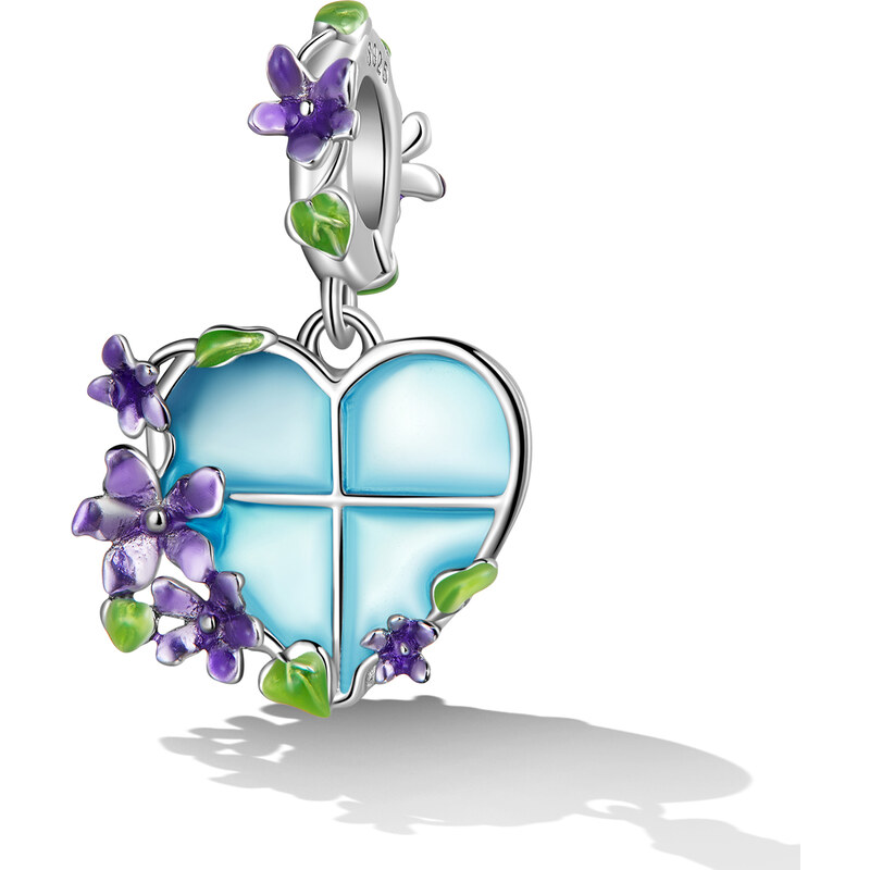 Royal Fashion strieborný visiaci prívesok Kvetované okno lásky 55867778