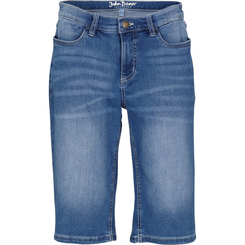 bonprix Komfortné strečové džínsové bermudy, farba modrá