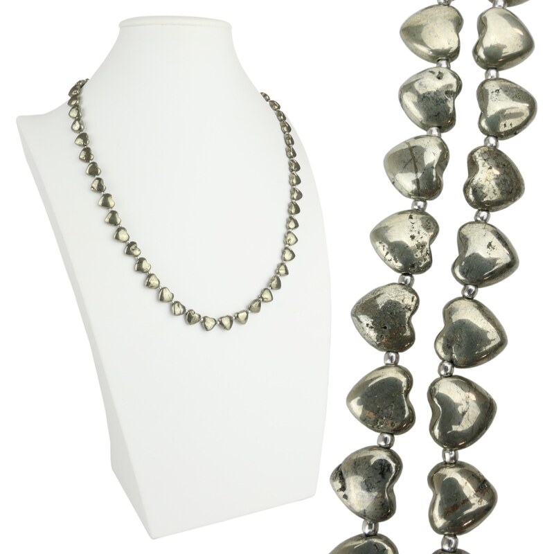 Alexis Marten Dámsky náhrdelník z polodrahokamu Pyrit v tvare srdiečok 66888729