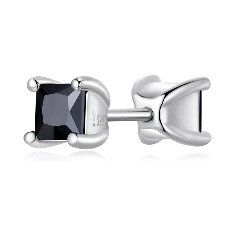 Lindas Jewelry Strieborná náušnice na jedno ucho Black Square Ag 925 34153008