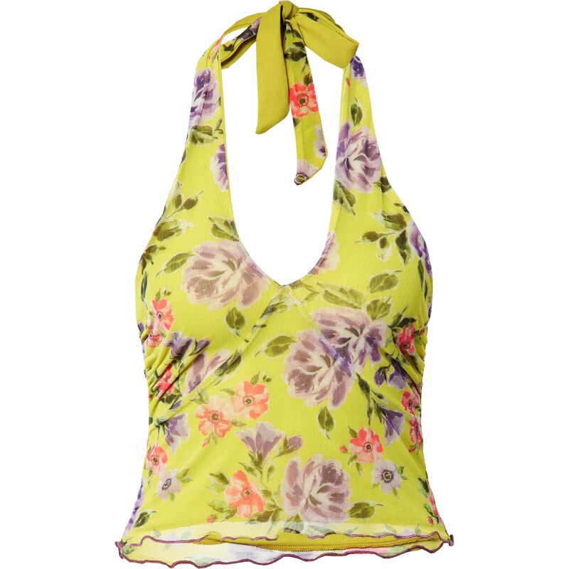 Nasty Gal Top žltá / pastelovo fialová / tmavofialová / svetločervená 54233321