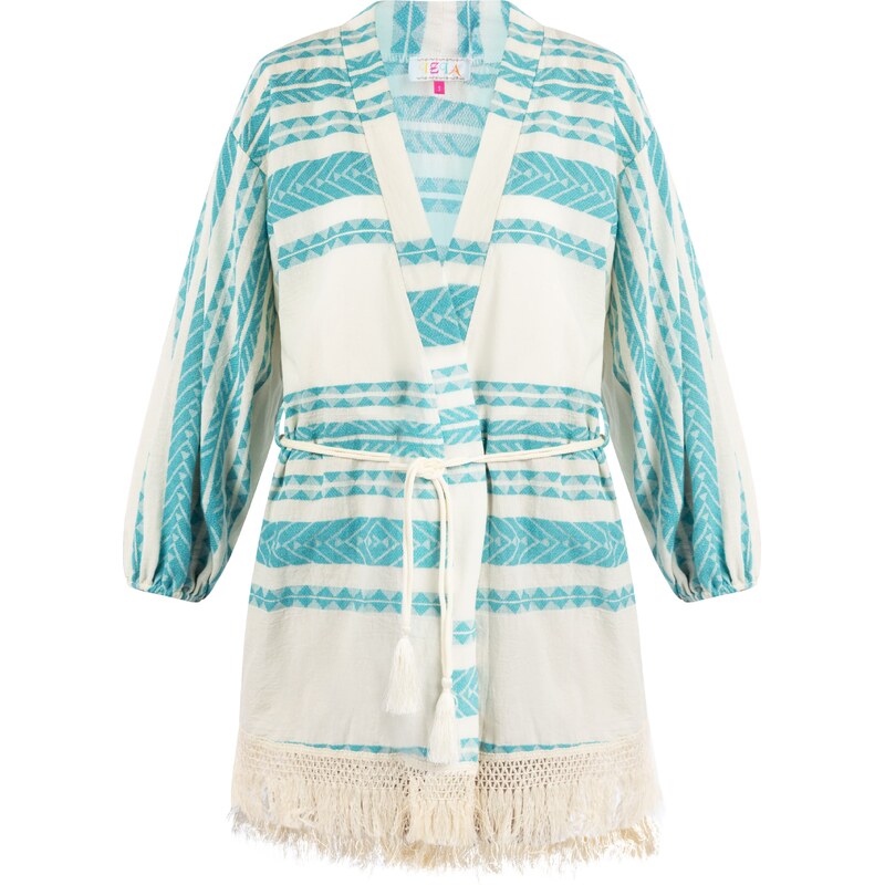 IZIA Kimono tyrkysová / prírodná biela 63142441