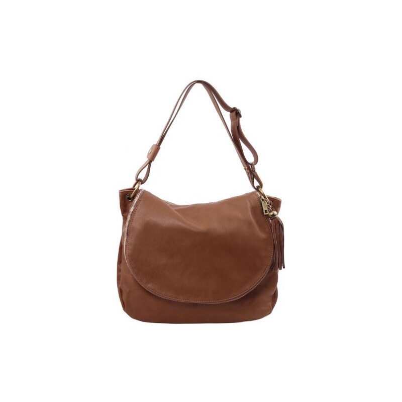 Tuscany Leather Mäkká kožená taška cez rameno s ozdobnou stužkou - TL 69025173