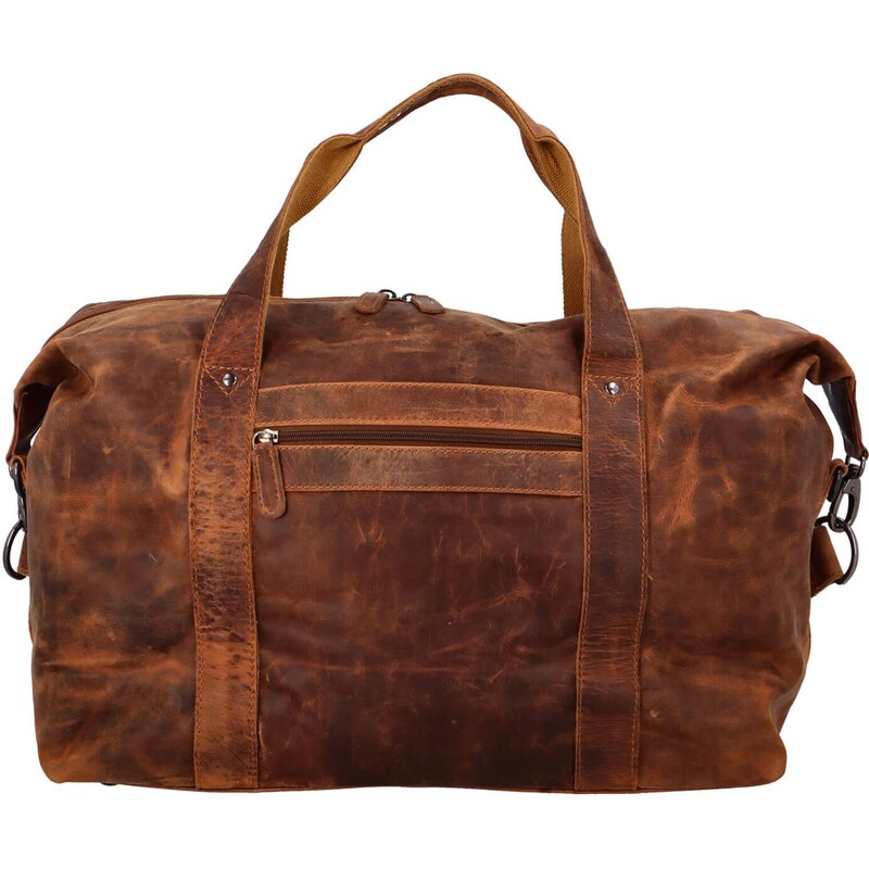 Kožená cestovná taška Greenwood Trevis - koňak 40978703