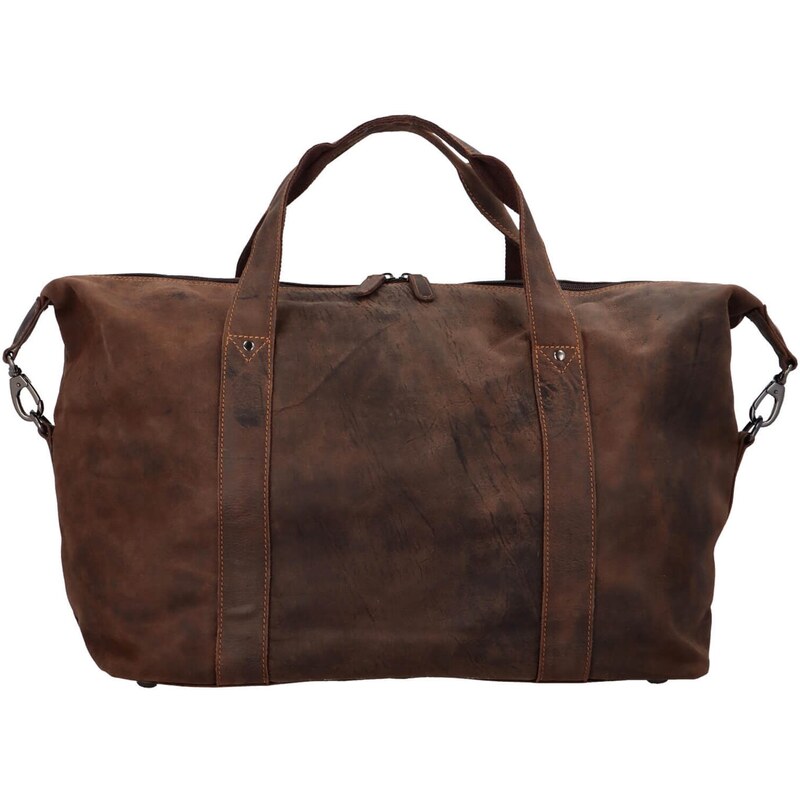 Kožená cestovná taška Greenwood Trevis - tmavo hnedá 40978713
