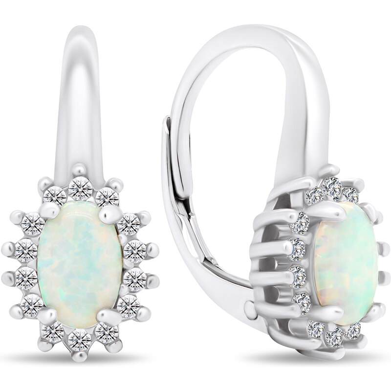 Brilio Silver Luxusné strieborné náušnice so zirkónmi a opálmi EA432W 66592103