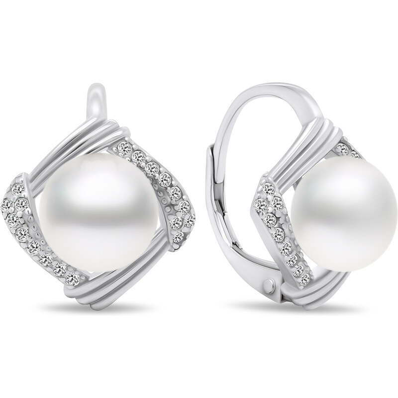 Brilio Silver Pôvabné strieborné náušnice s perlami EA433W 66594886