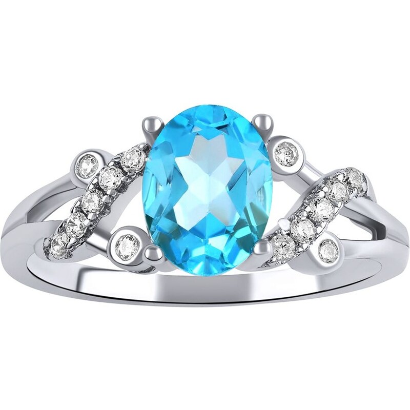 Ligot Strieborný decentný prsteň s modrým topásom 60491134