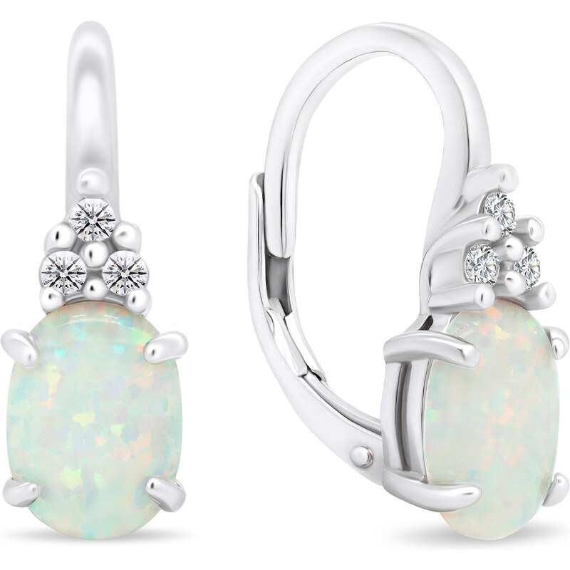 Brilio Silver Strieborné náušnice so zirkónmi a syntetickými opálmi 66593601