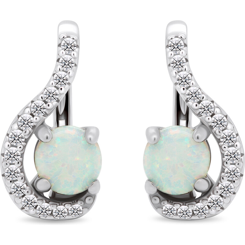 Brilio Silver Trblietavé strieborné náušnice so zirkónmi a opálmi 66583464