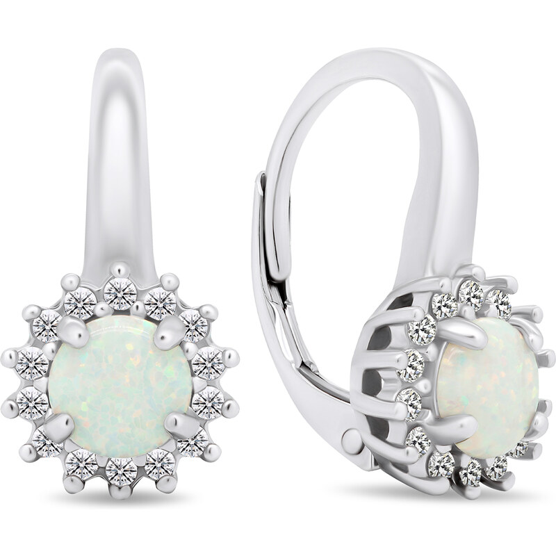 Brilio Silver Krásne strieborné náušnice so zirkónmi a opálmi EA382W 66589443