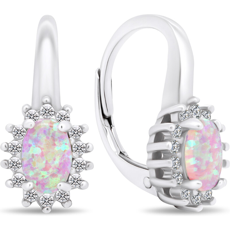 Brilio Silver Luxusné strieborné náušnice so zirkónmi a opálmi EA432WP 66615794
