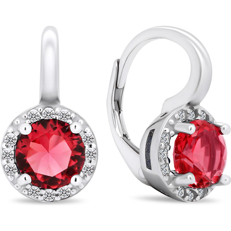 Brilio Silver Jedinečné strieborné náušnice s červenými zirkónmi 66593069