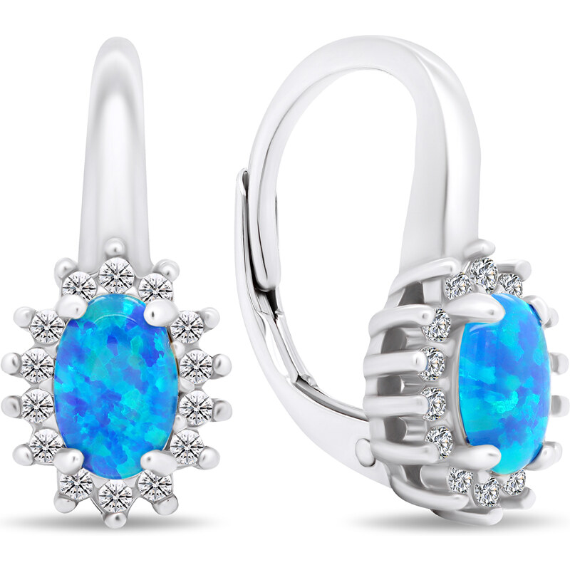 Brilio Silver Luxusné strieborné náušnice so zirkónmi a opálmi EA432WB 66631228