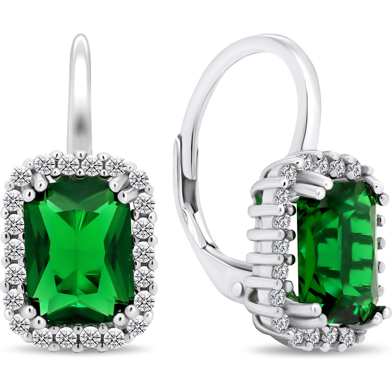 Brilio Silver Moderné strieborné náušnice so smaragdmi EA400WG 66580068