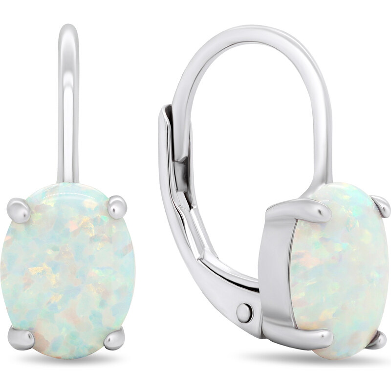 Brilio Silver Elegantné strieborné náušnice so syntetickými opálmi 66590234