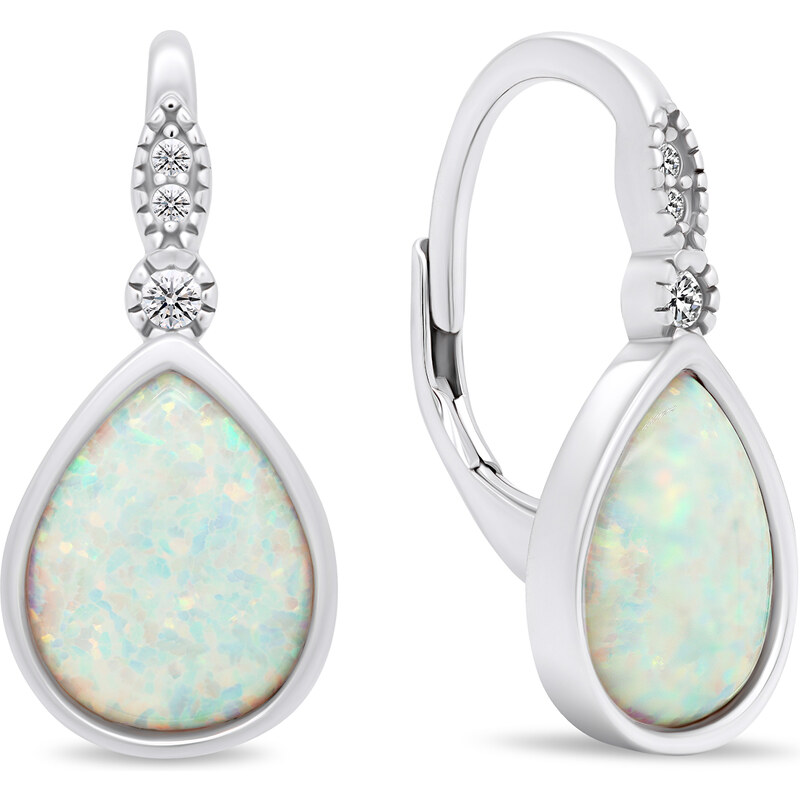 Brilio Silver Luxusné strieborné náušnice so zirkónmi a opálmi EA381W 67895714