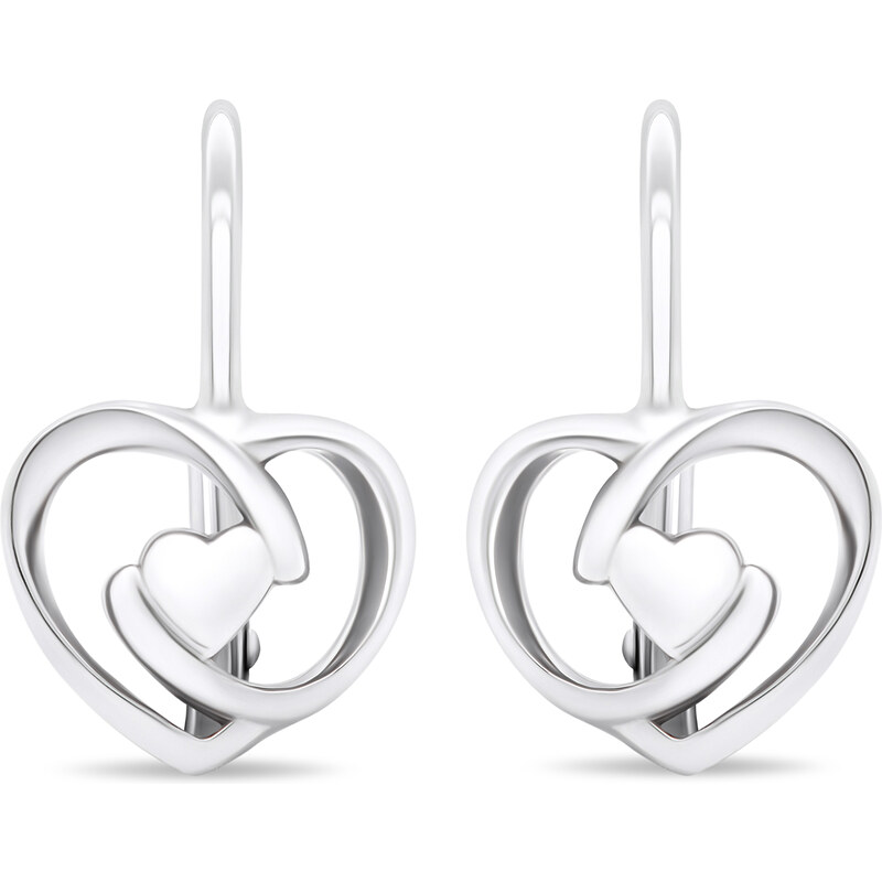 Brilio Silver Romantické strieborné náušnice Srdce EA443W 66588130