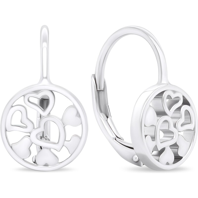 Brilio Silver Pôvabné strieborné náušnice so srdiečkami EA438W 66586711