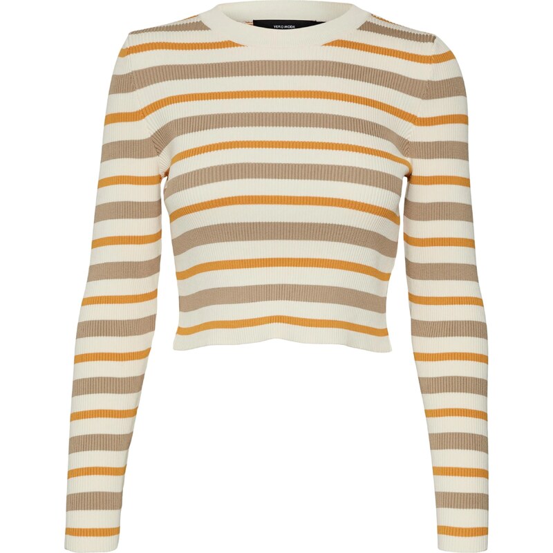 VERO MODA Sveter ANITA koňaková / mokka / pastelovo žltá 54231641
