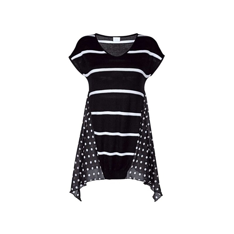 E-shop Pulóver so šifónom ALBA MODA, čierno-biely