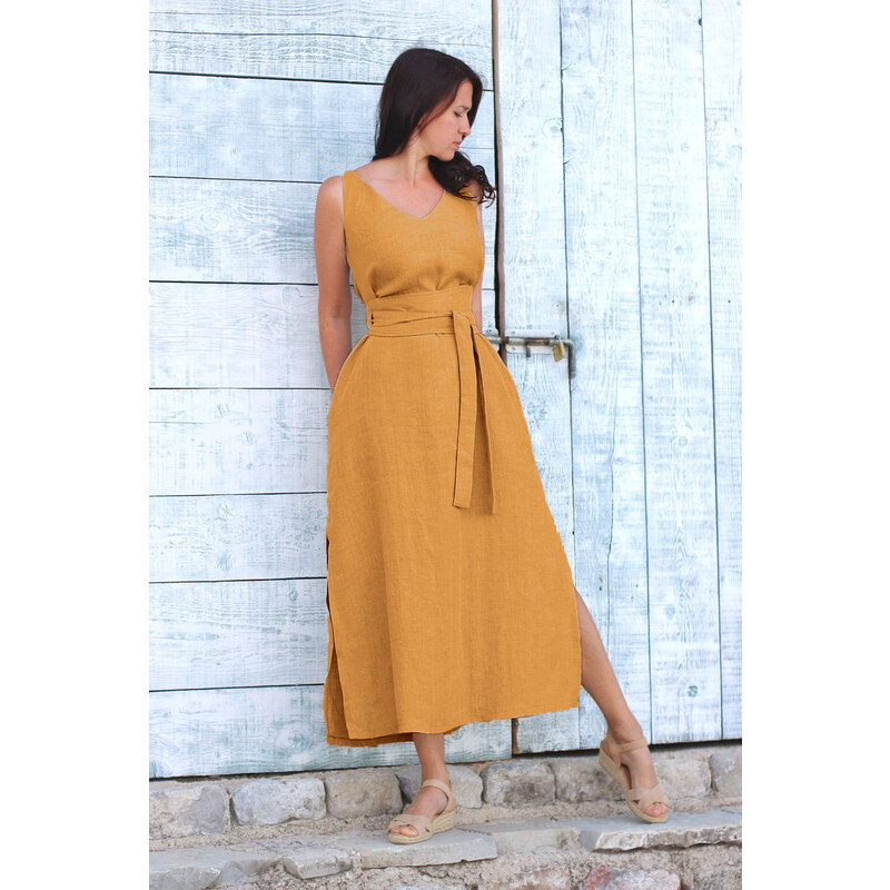 Dlhé šaty Lotika zo 100% lanu Premium quality 42878738