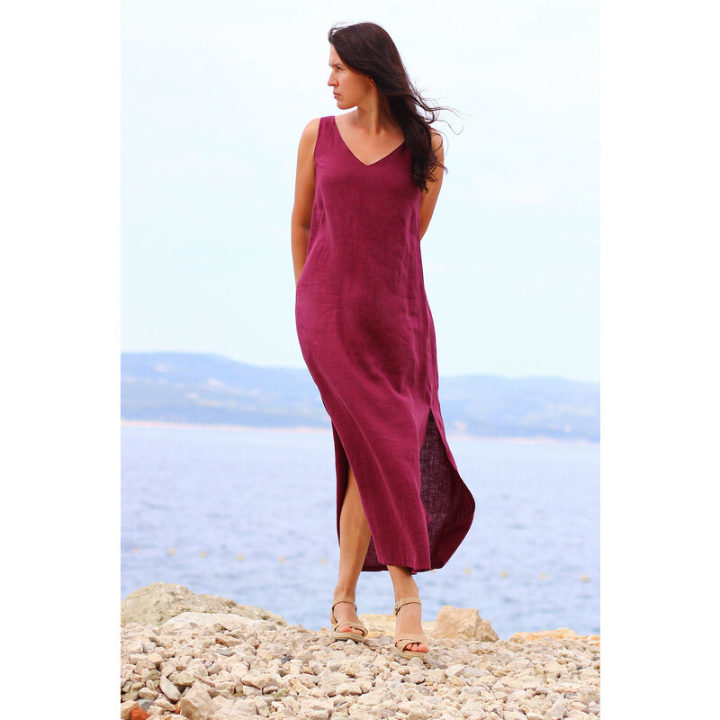 Dlhé šaty Lotika zo 100% lanu Premium quality 42878740