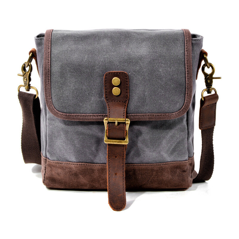 Glara Malá turistická plátená vintage taška s koženými doplnkami 36243124