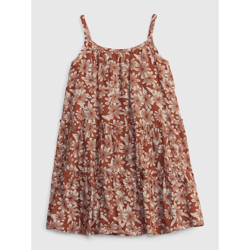 Hnedé dievčenské kvetované šaty na ramienka GAP 50538707