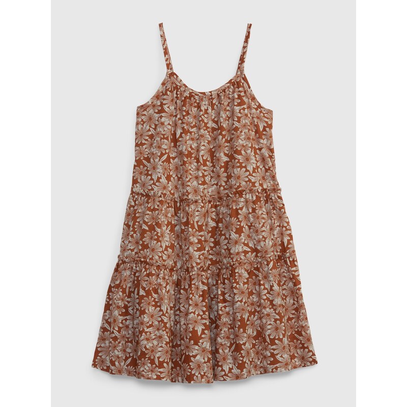 Hnedé dievčenské kvetované šaty na ramienka GAP 50513020
