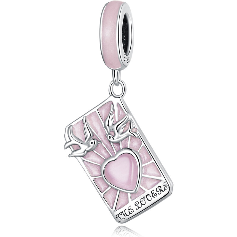 Royal Fashion strieborný prívesok Tarotové karty ružové 54501553