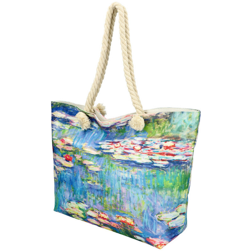 Linea Moda Veľká plážová taška v maľovanom dizajne modrá HB001 34347125