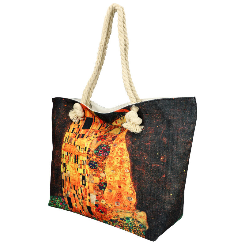 Linea Moda Veľká plážová taška v maľovanom dizajne čierna HB009 34347126