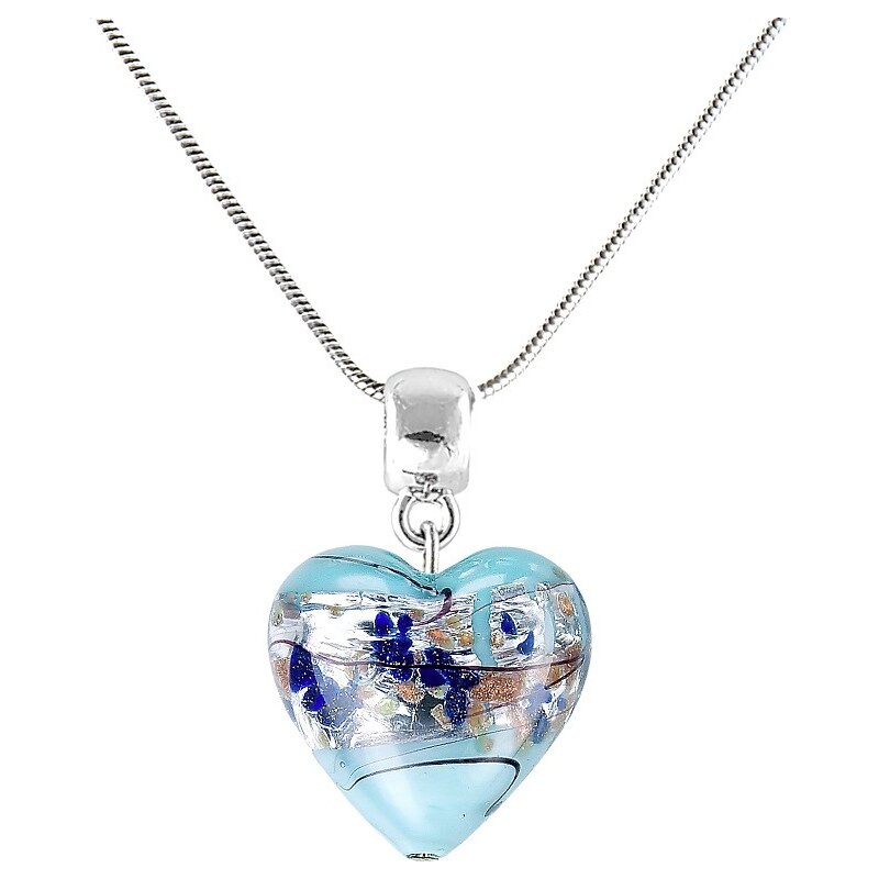 Lampglas Pôvabný náhrdelník Ice Heart s rýdzim striebrom v perle 66594808