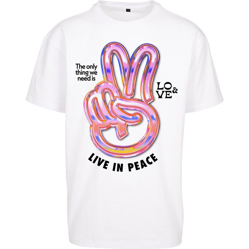 Mister Tee Tričko Live in Peace modrá / orchideová / čierna / biela 34505492