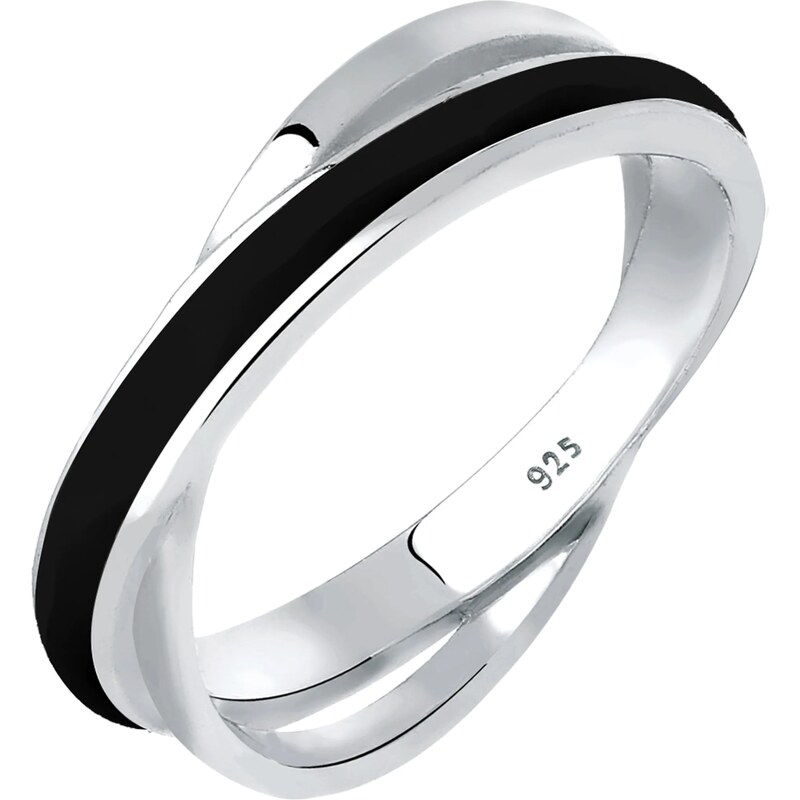 ELLI Prsteň čierna / strieborná 54233973