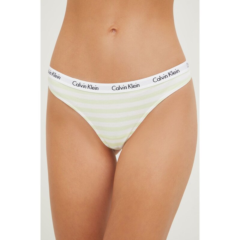 Dámske tangá D1617E 5XE biela / žltá - Calvin Klein 36731189