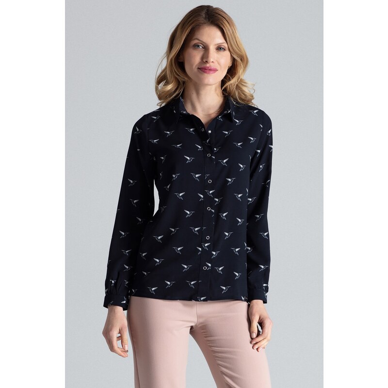 FIGL Ľahká navy košeľa s vtákmi M284 5549578