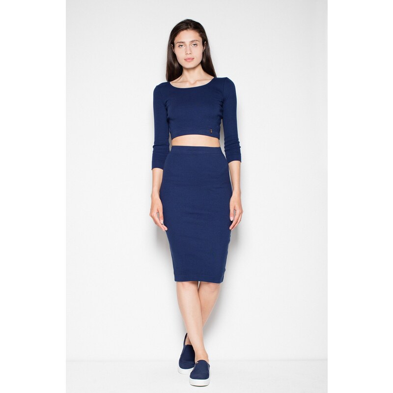 E-shop VENATON Dámsky set top so širokým výstrihom + sukne VT032 Navy