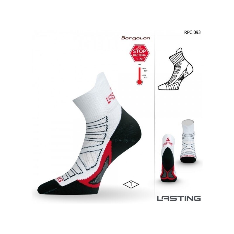 RPC bežecké ponožky Lasting Biela / Červená M 1 pár 34766155