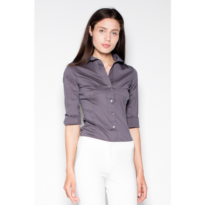 VENATON Košeľa s výstrihom do V VT028 Grey 5733555