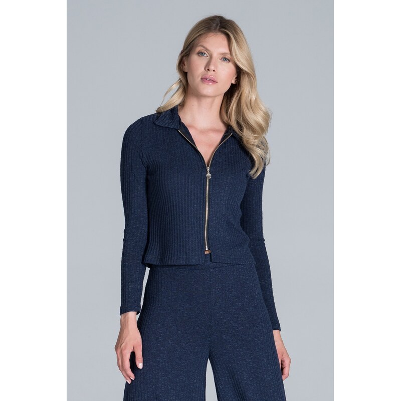 FIGL Tmavomodrá mikina s golierom M823 Navy 26841424